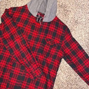 plaid flannel with a hood